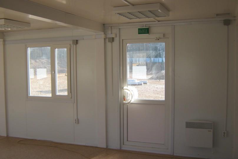 The room on the first floor of the modular building