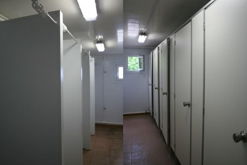 Interior of the shower and the toilet
