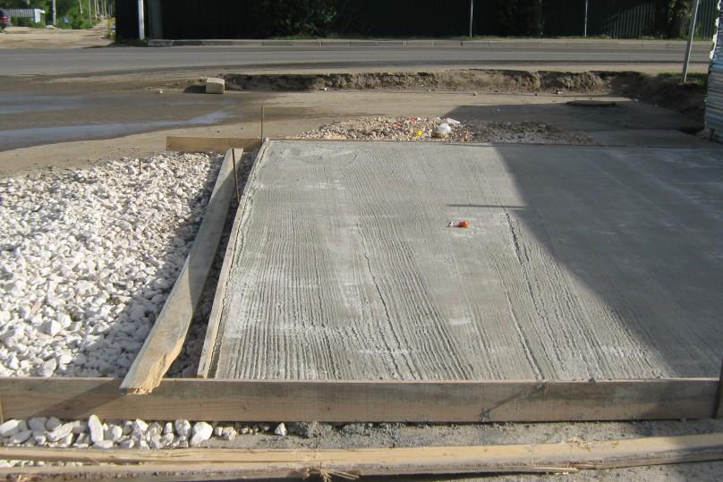 A concrete slab is used as a foundation