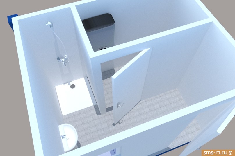 Фото Блок имеет душ, туалет и раковину