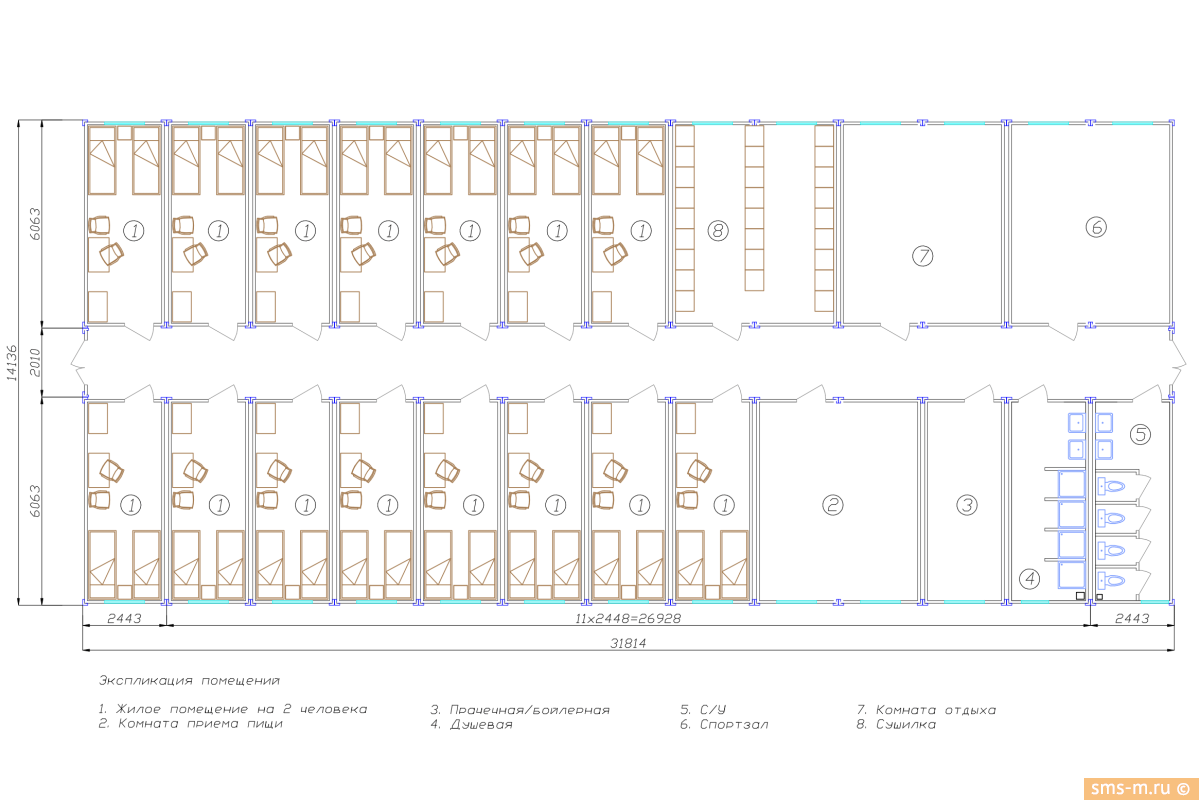 Фото Планировка общежития на 30 человек