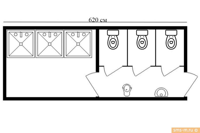 Фото Комбинированный модуль 3 туалета, 3 душа
