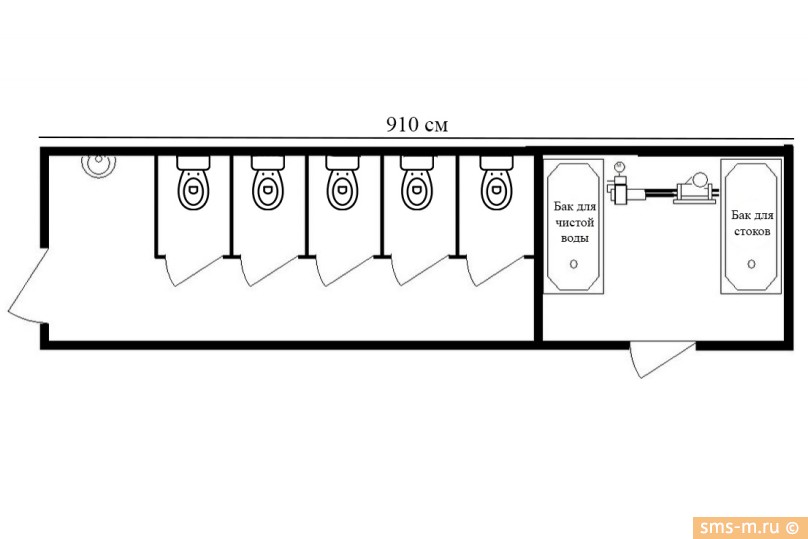 Фото Туалет автономный на 5 кабинок
