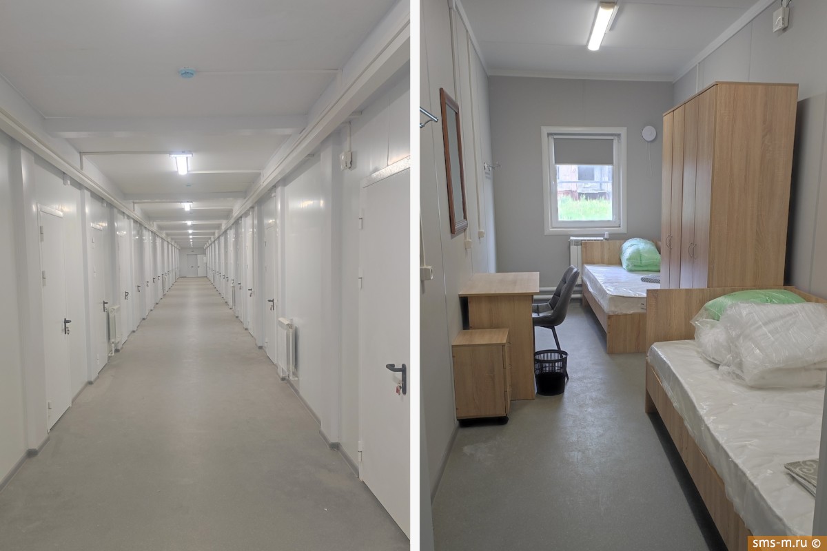 Коридор этажа и типовая комната общежития