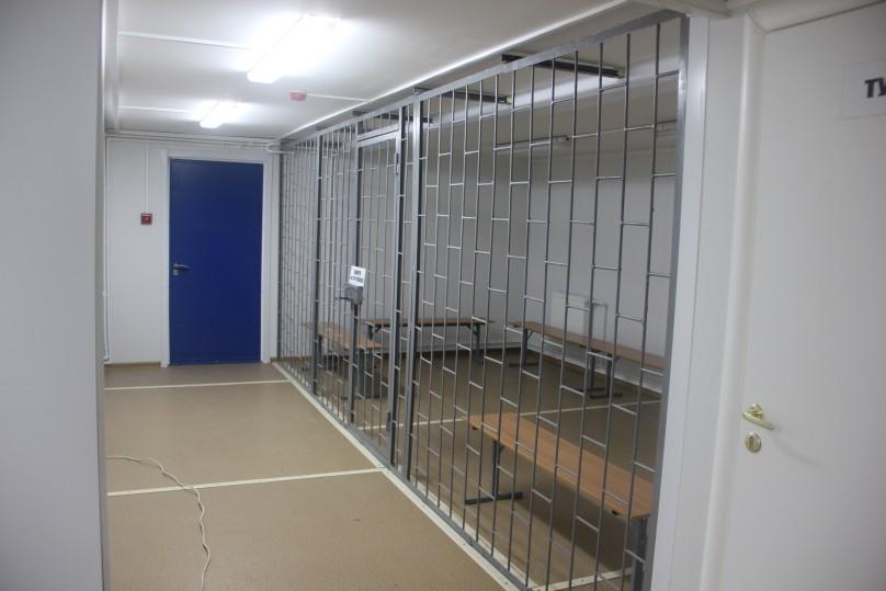 A prison cell at the police office