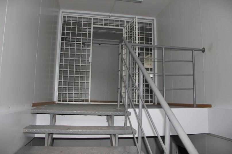 A dormitory indoor staircase