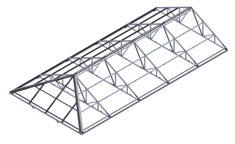 Hipped roof for the building with width 6058 mm