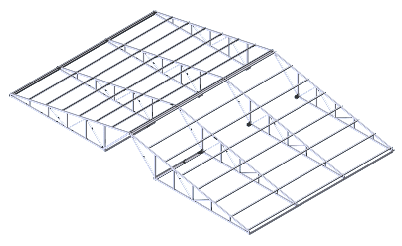 The roof of the two-section trusses for the building width 14574 mm