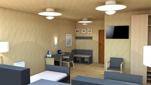 Фото В комнате есть вся необходимая для комфортного размещения гостей мебель